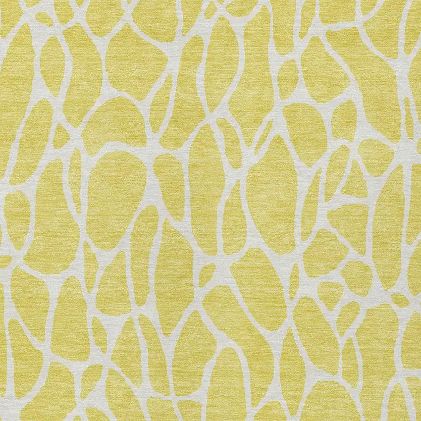 Yellow And Ivory Geometric Washable Indoor Outdoor Area Rug Photo 6