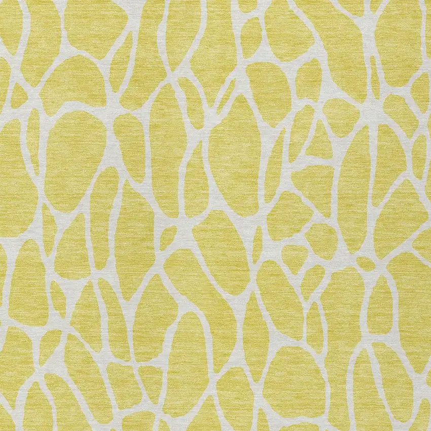 Yellow And Ivory Geometric Washable Indoor Outdoor Area Rug Photo 6