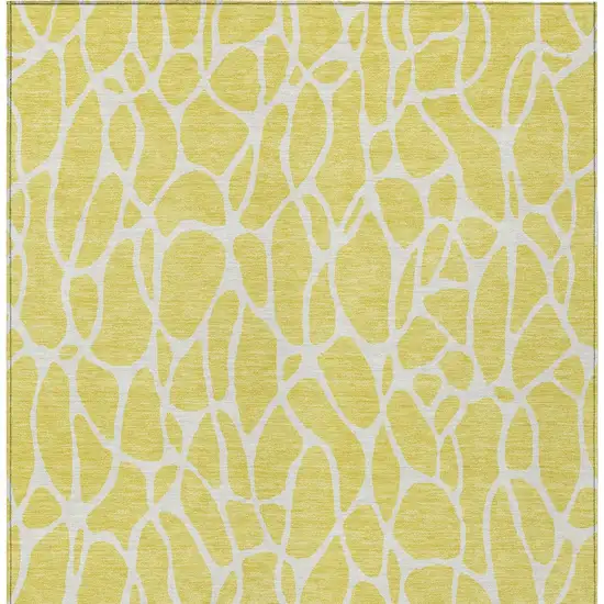 Yellow And Ivory Geometric Washable Indoor Outdoor Area Rug Photo 7