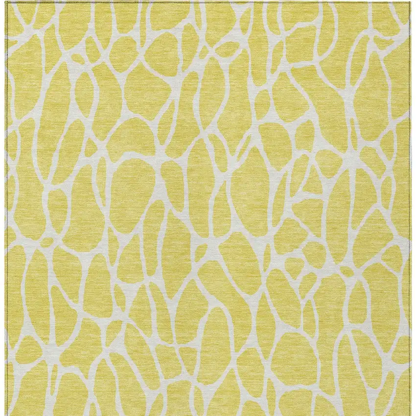 Yellow And Ivory Geometric Washable Indoor Outdoor Area Rug Photo 7