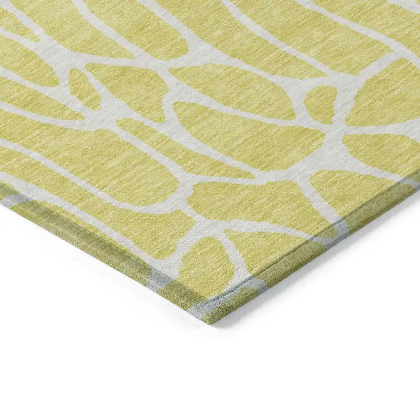 Yellow And Ivory Geometric Washable Indoor Outdoor Area Rug Photo 5