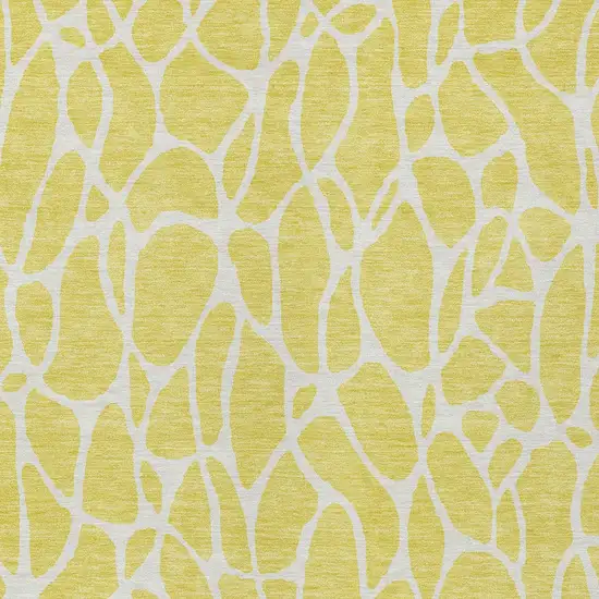 Yellow And Ivory Geometric Washable Indoor Outdoor Area Rug Photo 6