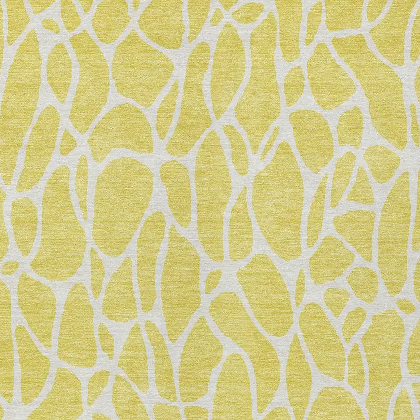 Yellow And Ivory Geometric Washable Indoor Outdoor Area Rug Photo 6