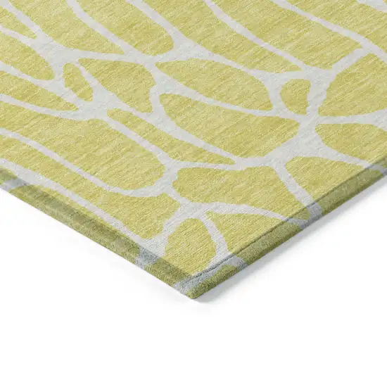 Yellow And Ivory Geometric Washable Indoor Outdoor Area Rug Photo 5