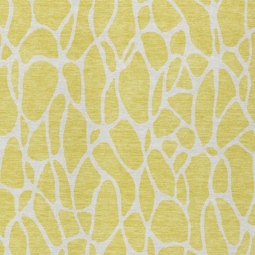 Yellow And Ivory Geometric Washable Indoor Outdoor Area Rug Photo 6