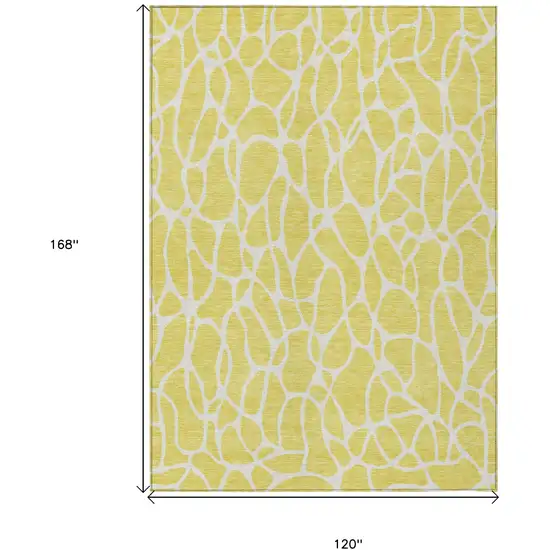 Yellow And Ivory Geometric Washable Indoor Outdoor Area Rug Photo 3
