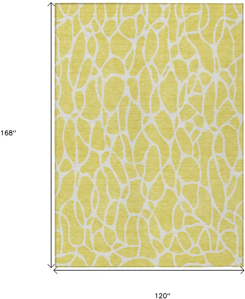 Yellow And Ivory Geometric Washable Indoor Outdoor Area Rug Photo 3