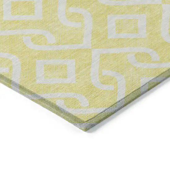 Yellow And Ivory Geometric Washable Indoor Outdoor Area Rug Photo 5