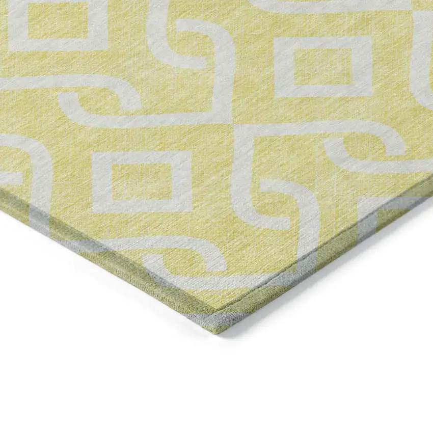 Yellow And Ivory Geometric Washable Indoor Outdoor Area Rug Photo 5