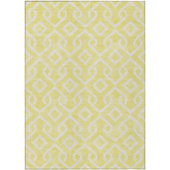 Yellow And Ivory Geometric Washable Indoor Outdoor Area Rug Photo 2