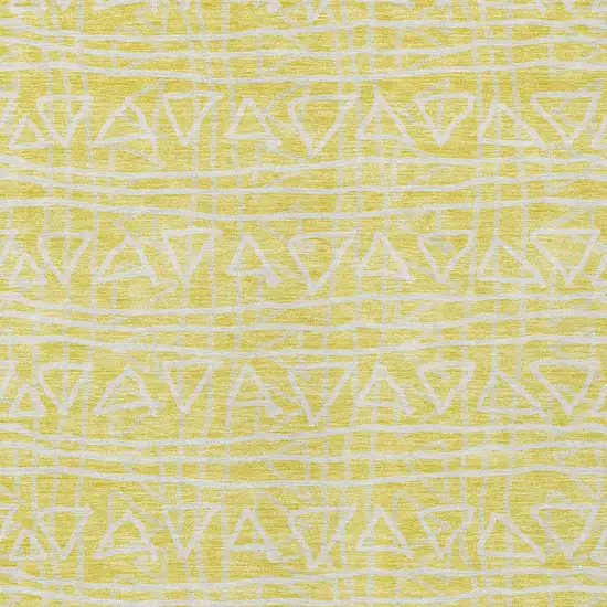 Yellow And Ivory Geometric Washable Indoor Outdoor Area Rug Photo 3