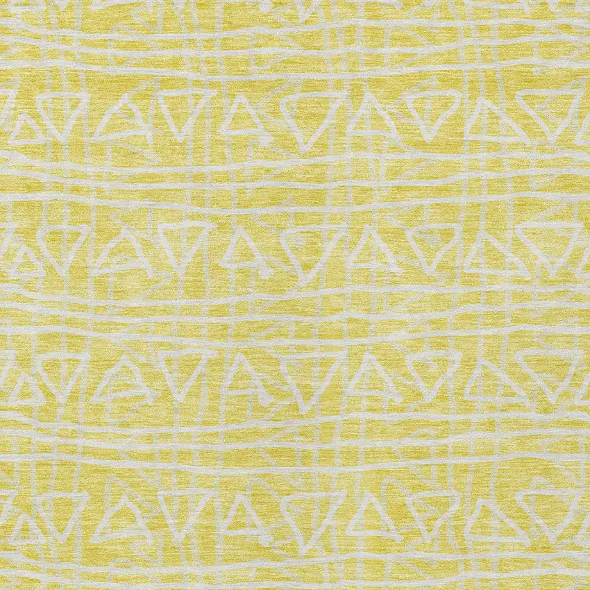 Yellow And Ivory Geometric Washable Indoor Outdoor Area Rug Photo 3