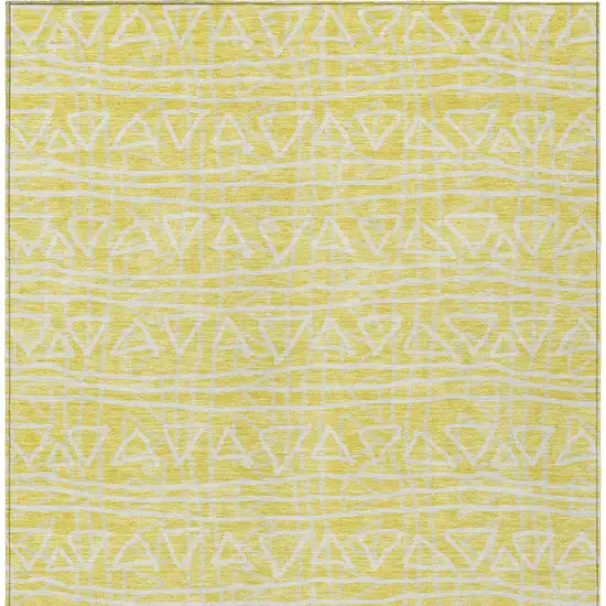 Yellow And Ivory Geometric Washable Indoor Outdoor Area Rug Photo 4