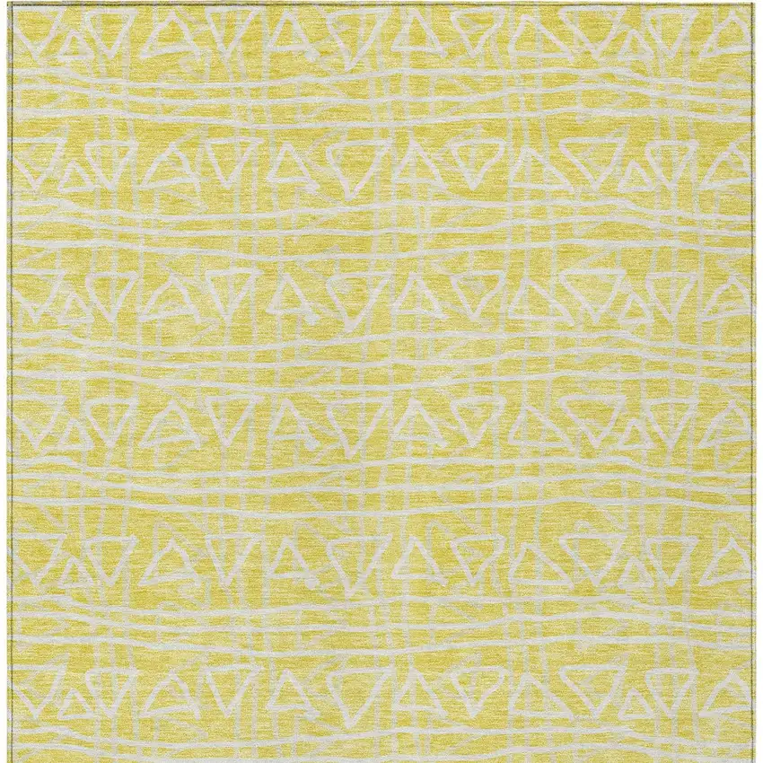 Yellow And Ivory Geometric Washable Indoor Outdoor Area Rug Photo 4
