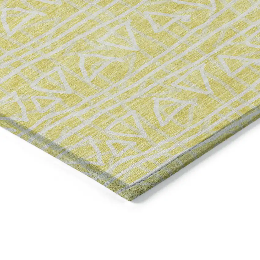 Yellow And Ivory Geometric Washable Indoor Outdoor Area Rug Photo 2