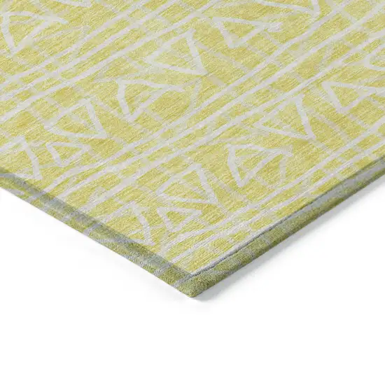 Yellow And Ivory Geometric Washable Indoor Outdoor Area Rug Photo 2