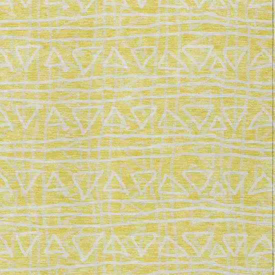 Yellow And Ivory Geometric Washable Indoor Outdoor Area Rug Photo 3