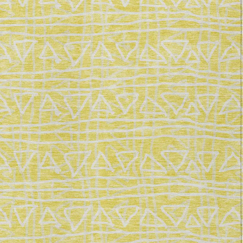 Yellow And Ivory Geometric Washable Indoor Outdoor Area Rug Photo 3