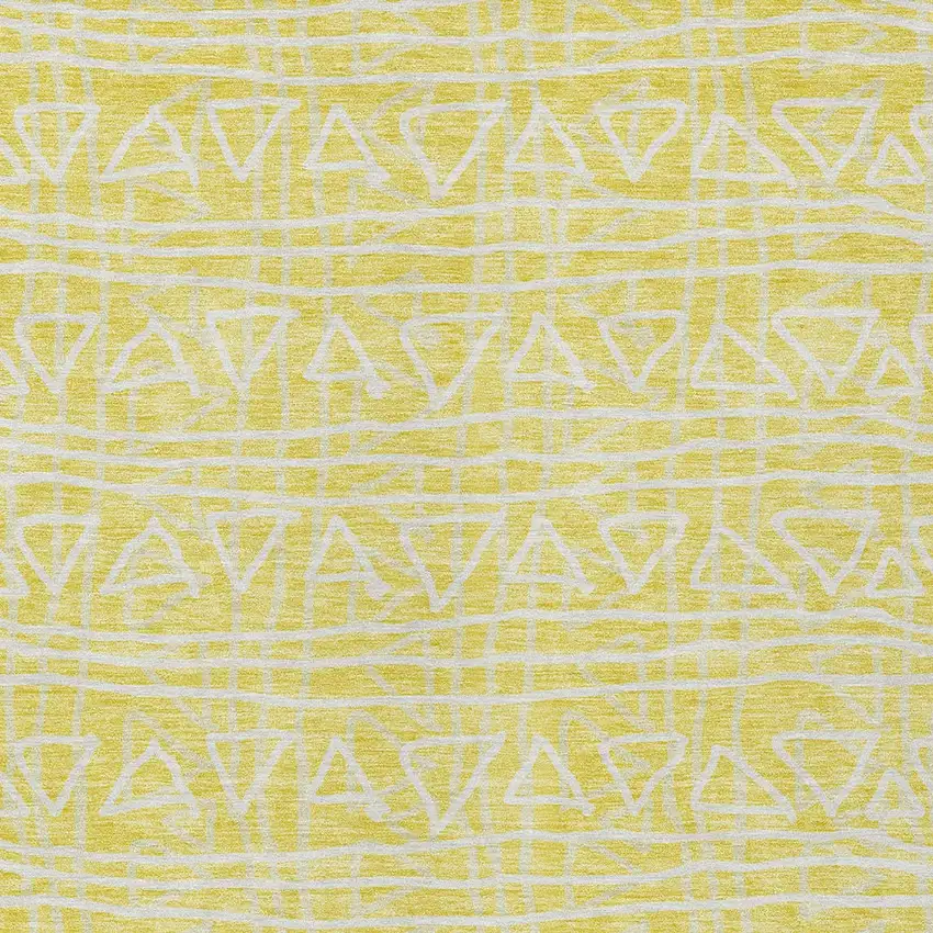 Yellow And Ivory Geometric Washable Indoor Outdoor Area Rug Photo 3