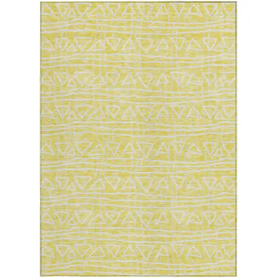 Yellow And Ivory Geometric Washable Indoor Outdoor Area Rug Photo 4