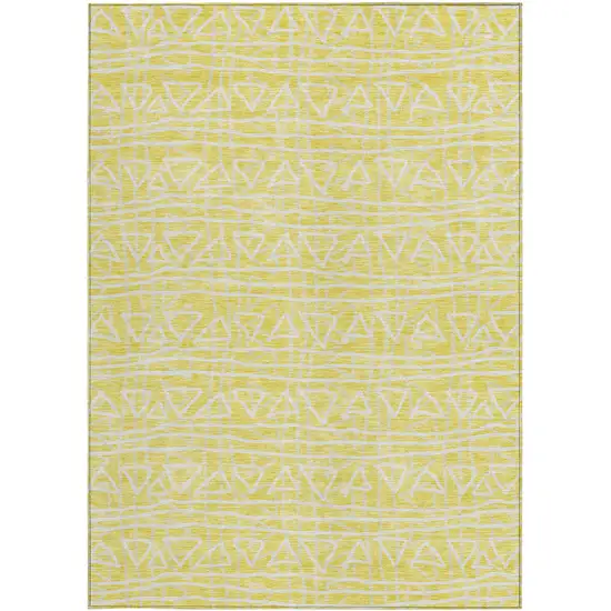 Yellow And Ivory Geometric Washable Indoor Outdoor Area Rug Photo 4