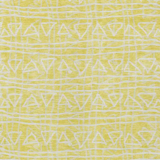Yellow And Ivory Geometric Washable Indoor Outdoor Area Rug Photo 3