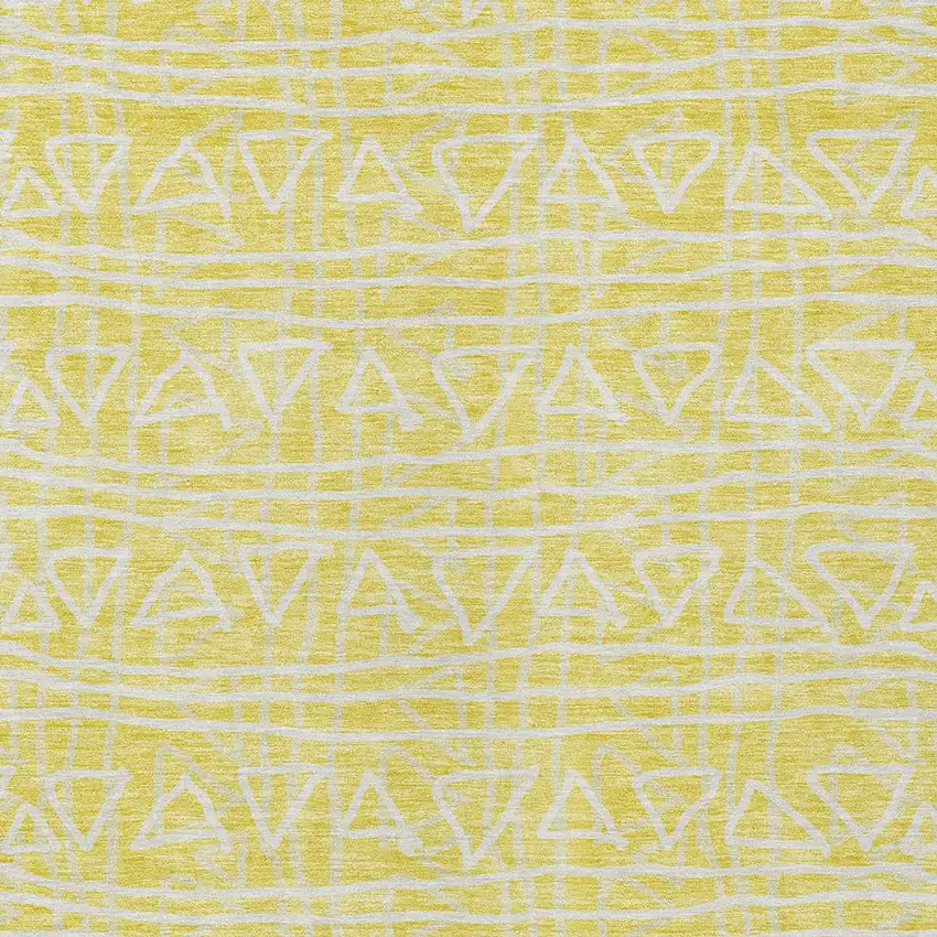 Yellow And Ivory Geometric Washable Indoor Outdoor Area Rug Photo 3