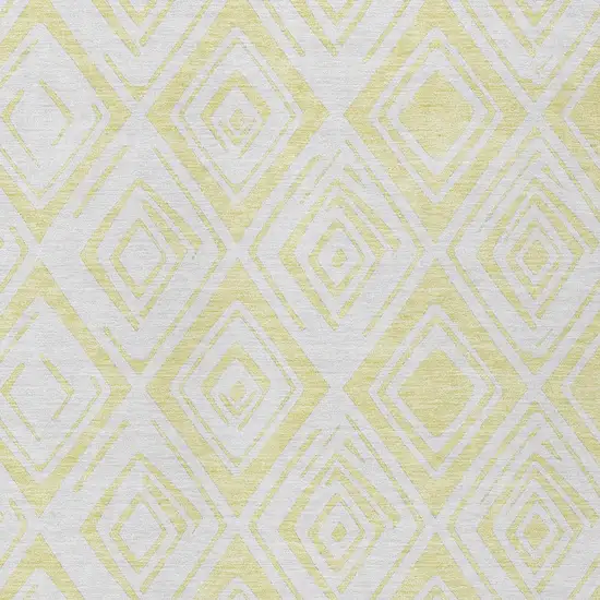 Yellow And Ivory Geometric Washable Indoor Outdoor Area Rug Photo 4