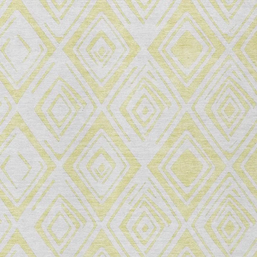 Yellow And Ivory Geometric Washable Indoor Outdoor Area Rug Photo 4