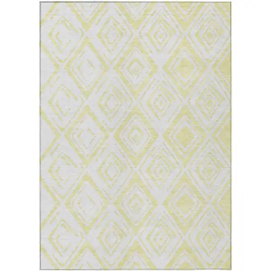 Yellow And Ivory Geometric Washable Indoor Outdoor Area Rug Photo 2