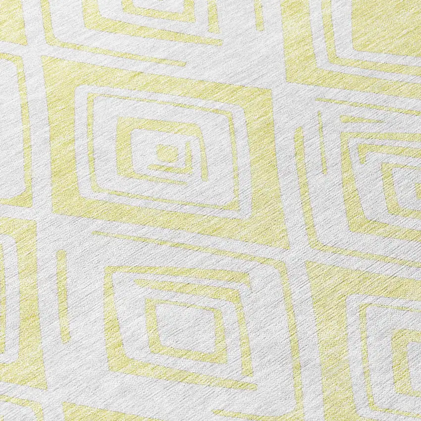 Yellow And Ivory Geometric Washable Indoor Outdoor Area Rug Photo 6