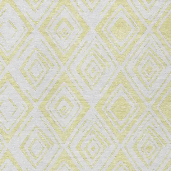 Yellow And Ivory Geometric Washable Indoor Outdoor Area Rug Photo 4