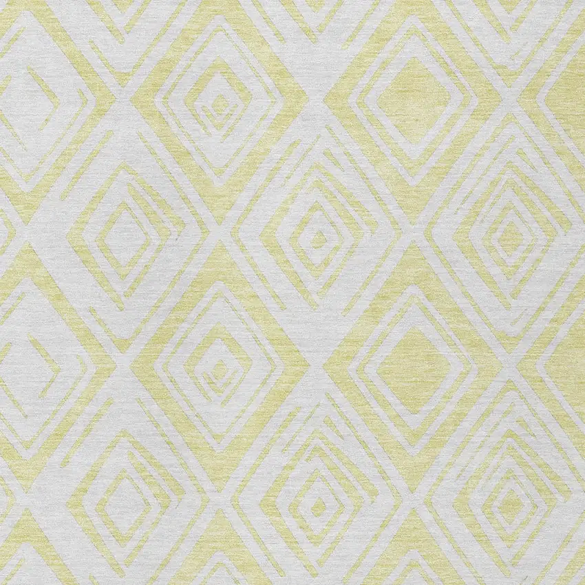 Yellow And Ivory Geometric Washable Indoor Outdoor Area Rug Photo 4