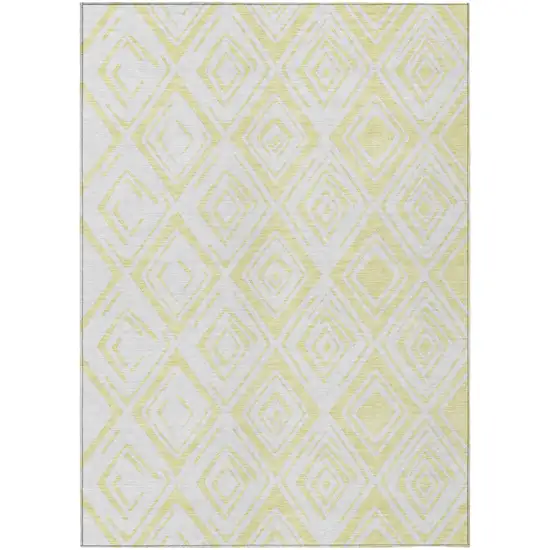 Yellow And Ivory Geometric Washable Indoor Outdoor Area Rug Photo 1