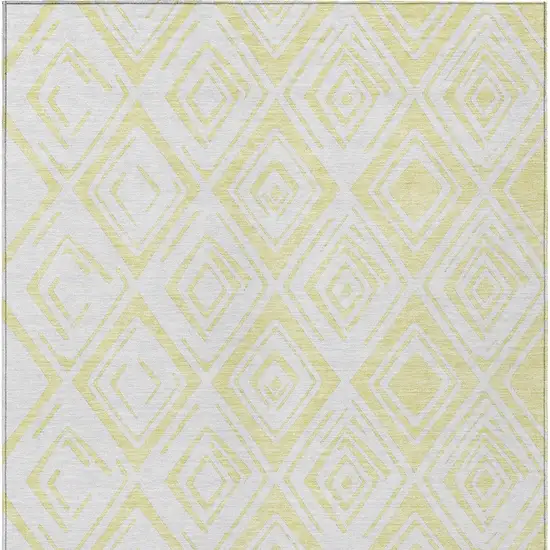 Yellow And Ivory Geometric Washable Indoor Outdoor Area Rug Photo 6