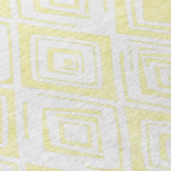 Yellow And Ivory Geometric Washable Indoor Outdoor Area Rug Photo 5