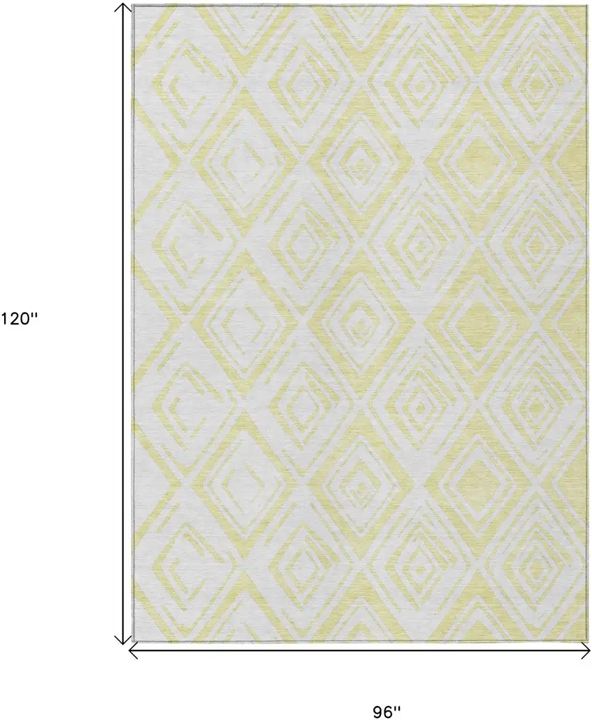 Yellow And Ivory Geometric Washable Indoor Outdoor Area Rug Photo 3