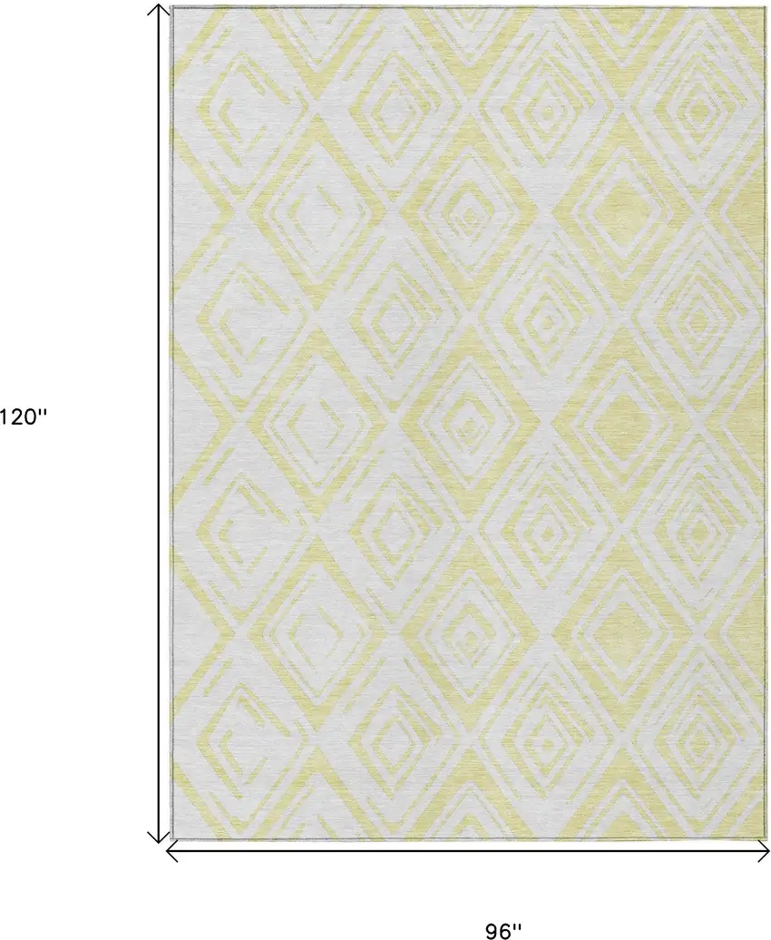 Yellow And Ivory Geometric Washable Indoor Outdoor Area Rug Photo 3
