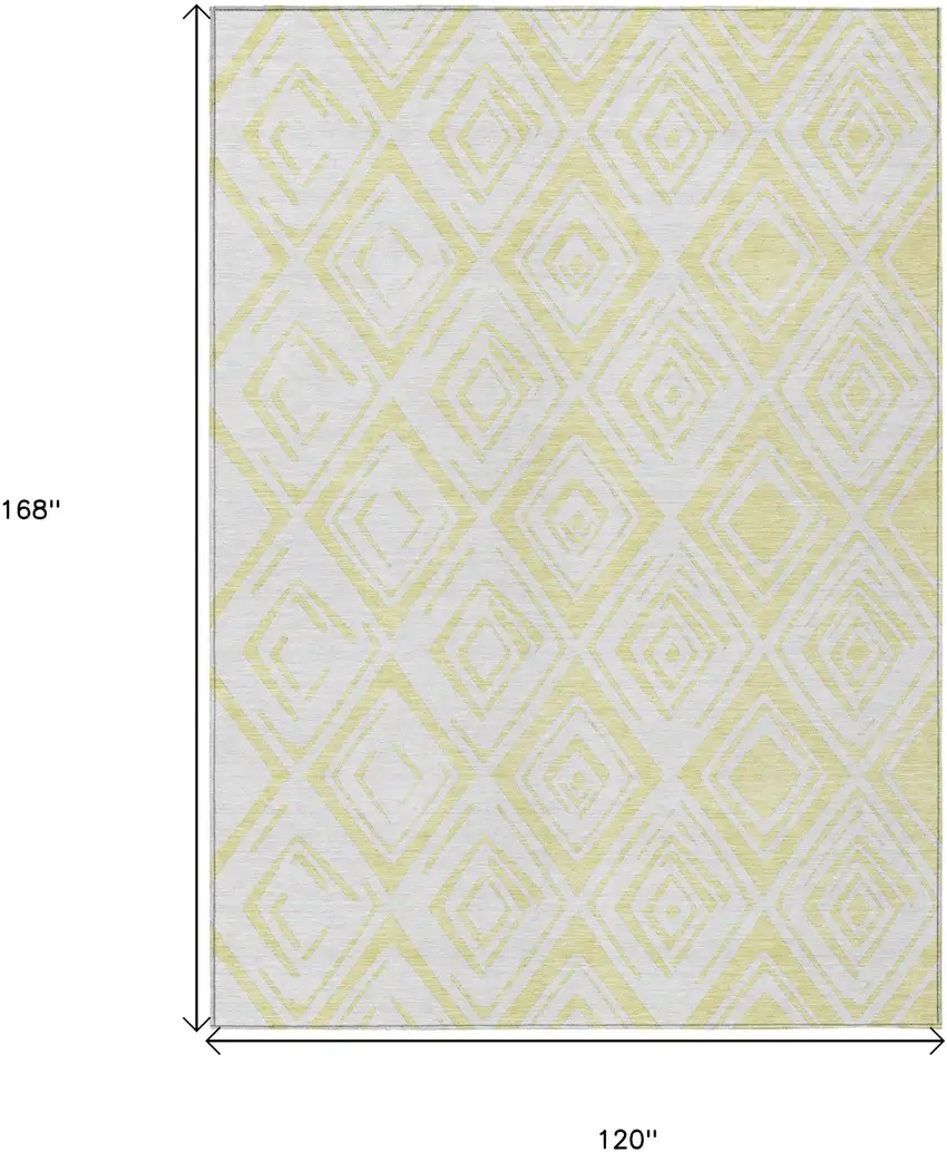 Yellow And Ivory Geometric Washable Indoor Outdoor Area Rug Photo 3