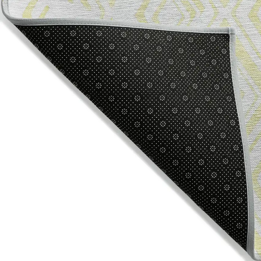 Yellow And Ivory Geometric Washable Indoor Outdoor Area Rug Photo 2