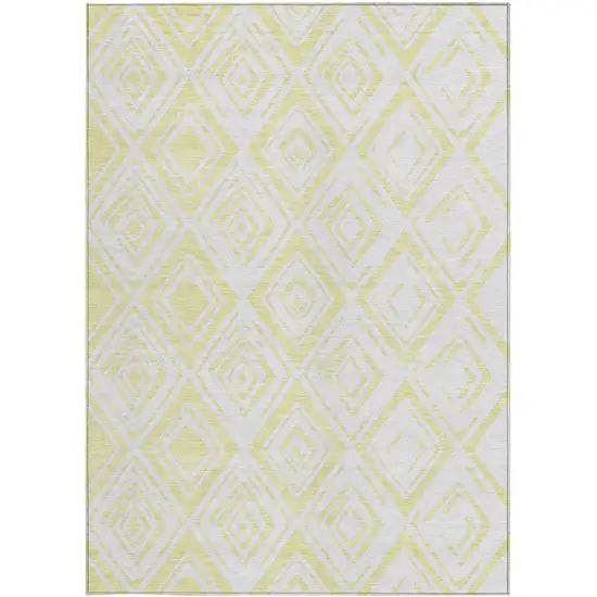Yellow And Ivory Geometric Washable Indoor Outdoor Area Rug Photo 6