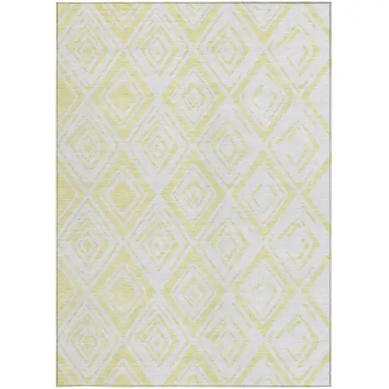 Yellow And Ivory Geometric Washable Indoor Outdoor Area Rug Photo 6