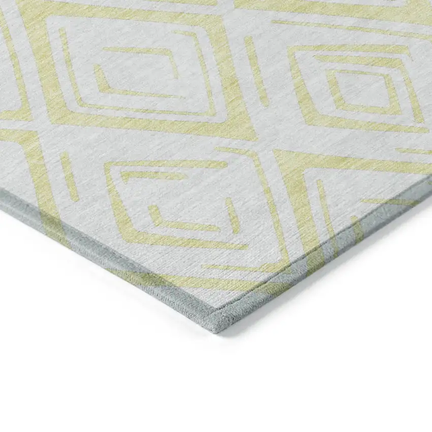 Yellow And Ivory Geometric Washable Indoor Outdoor Area Rug Photo 3