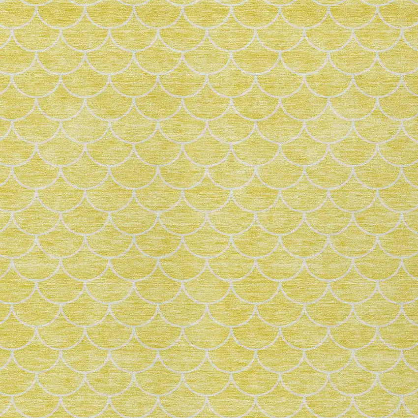 Yellow And Ivory Geometric Washable Indoor Outdoor Area Rug Photo 6