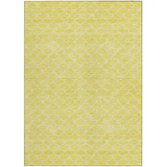 Yellow And Ivory Geometric Washable Indoor Outdoor Area Rug Photo 7
