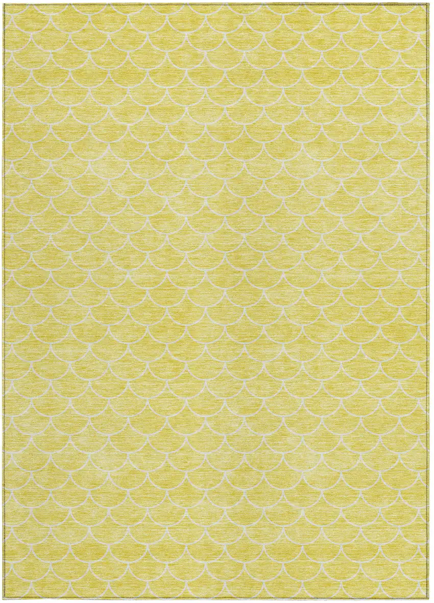 Yellow And Ivory Geometric Washable Indoor Outdoor Area Rug Photo 7