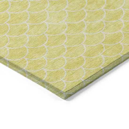 Yellow And Ivory Geometric Washable Indoor Outdoor Area Rug Photo 4