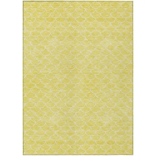 Yellow And Ivory Geometric Washable Indoor Outdoor Area Rug Photo 2