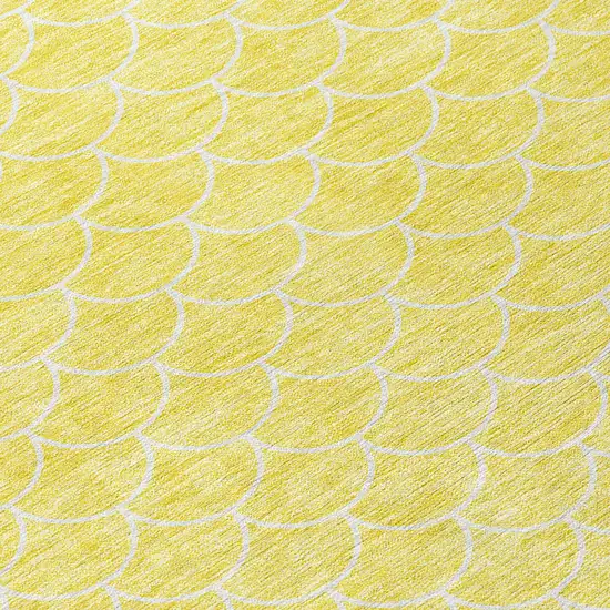 Yellow And Ivory Geometric Washable Indoor Outdoor Area Rug Photo 5