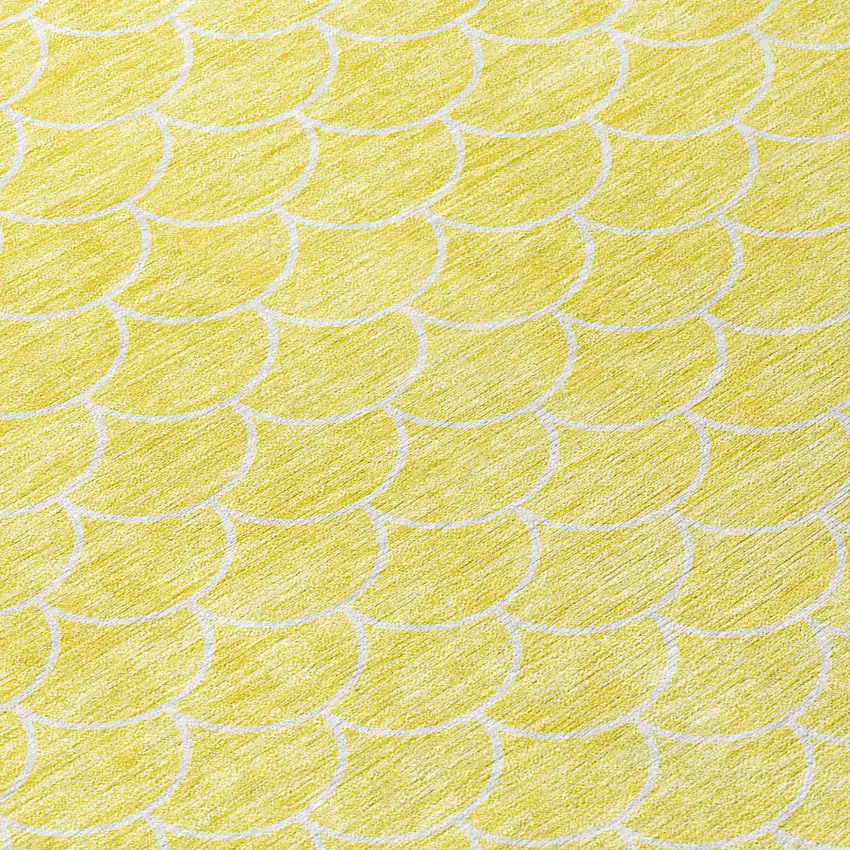 Yellow And Ivory Geometric Washable Indoor Outdoor Area Rug Photo 5
